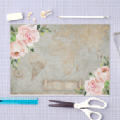 Frans Floral Roos Oude Wereldkaart Ontkoppeling Tissuepapier (Craft)