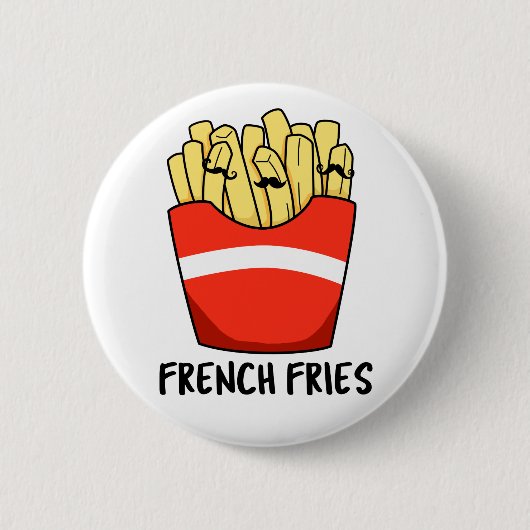 Frans Fries Funny Fast Food Pun Ronde Button 5,7 Cm (Voorkant)