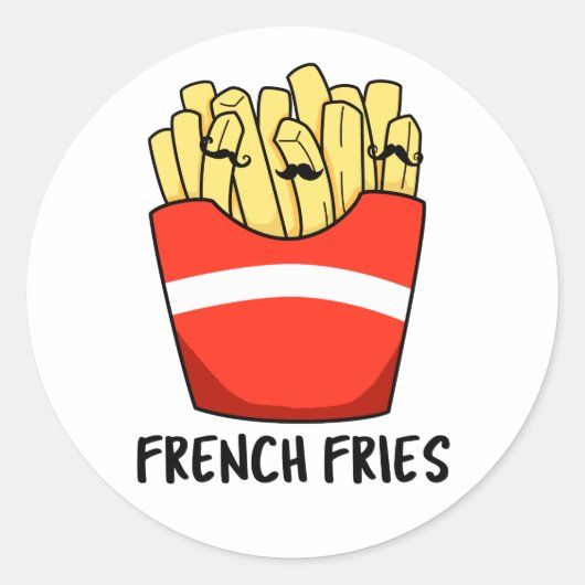 Frans Fries Funny Fast Food Pun Ronde Sticker (Voorkant)