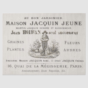 Frans Gardener Typography Farmer Paris en d Tissuepapier