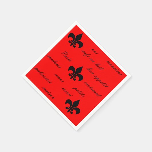 Frans Geïnspireerd zwart op Red Napkins Servetten (Hoek)