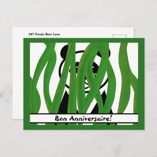 Frans Gelukkig Verjaardag op een Pandabeer Briefkaart (Voorkant / Achterkant)