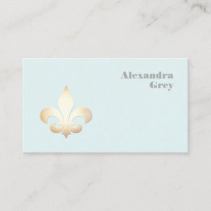 Frans Gold Leaf Fleur de Lis Light Blue Visitekaartje