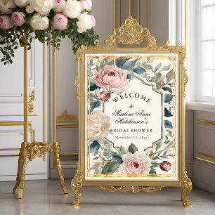 Frans gouden bloemrijke elegante theebruidsshowers poster
