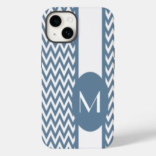 Frans Grijs Elegant Chevron Design met monogram Case-Mate iPhone 14 Hoesje