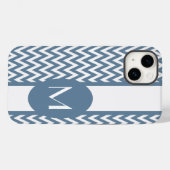 Frans Grijs Elegant Chevron Design met monogram Case-Mate iPhone Case (Achterkant (horizontaal))