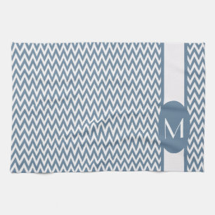 Frans Grijs Elegant Chevron Design met monogram Theedoek