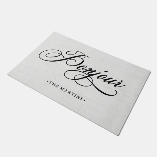 Frans grijs linnenzoekscript | Bonjour Deurmat (Schuin)