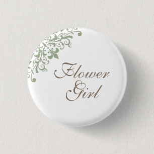 Frans Groen Fleur de Lis Script Bloemenmeisje Ronde Button 3,2 Cm