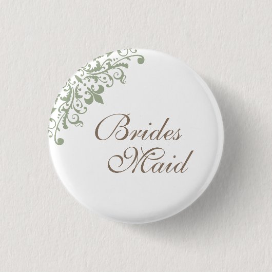 Frans Groen Fleur de Lis Script bruidsmeisje Ronde Button 3,2 Cm (Voorkant)