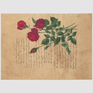 Frans handschrift en ontwerp Rode Rozen Serie 2 Tissuepapier