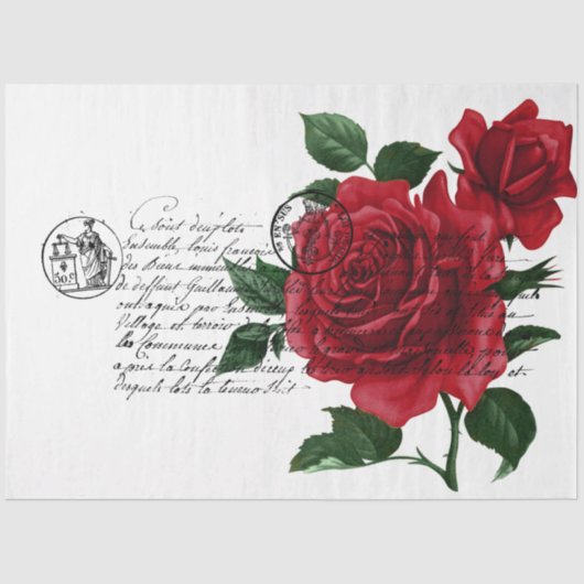 Frans Handschrift en Red Rose Series Design 11 Tissuepapier (Voorkant)