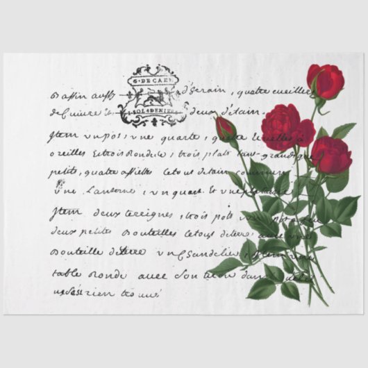 Frans Handschrift en Red Rose Series Design 14 Tissuepapier (Voorkant)