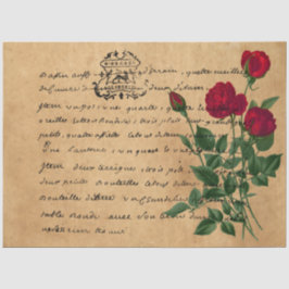 Frans Handschrift en Red Rose Series Design 7 Tissuepapier