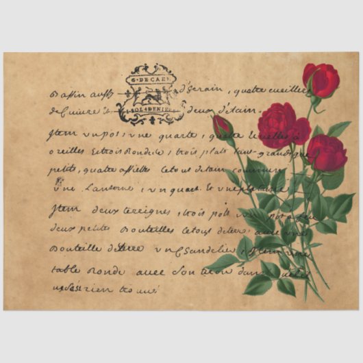 Frans Handschrift en Red Rose Series Design 7 Tissuepapier (Voorkant)