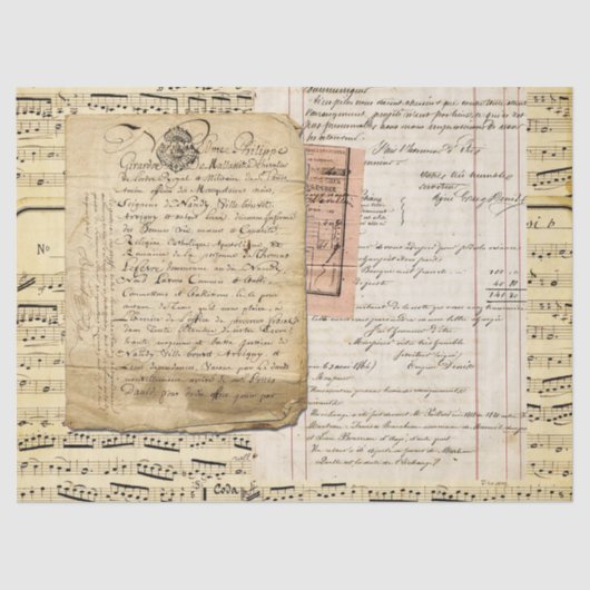  Frans handschrift met vel Music Tissuepapier (Voorkant)