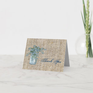 Frans het landhuwelijk van vintage jute blauw bedankkaart