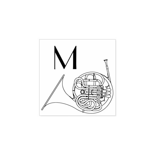 Frans Horn Initiaal Monogram Musician Band Teacher Rubberstempel (Afrduk)