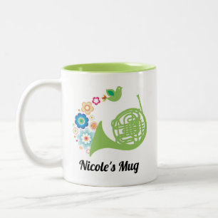 Frans Horn Player Music Gift Personalized Tweekleurige Koffiemok