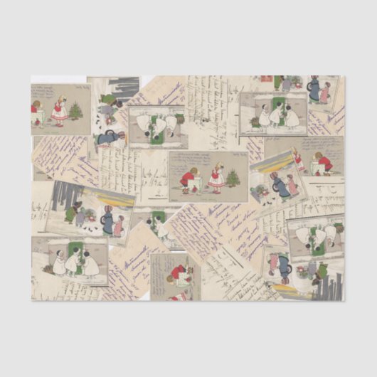 Frans kerstcadeaupapier voor kinderen Tissuepapier (Voorkant)