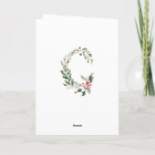 Frans kerstgroen laat rode bessen achter feestdagen kaart (Achterkant)