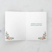 Frans kerstgroen laat rode bessen achter feestdagen kaart (Binnen)