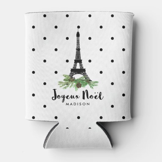 Frans Kerstmis Joyeux Noel met Eiffeltoren Blikjeskoeler (Voorkant)