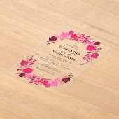 Frans kussed zoete bessen druiven bloemen bruiloft acryl uitnodigingen (Laagn)