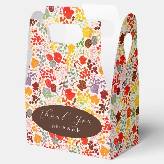Frans kussed zoete bessen druiven bloemen bruiloft bedankdoosjes (Geopend)