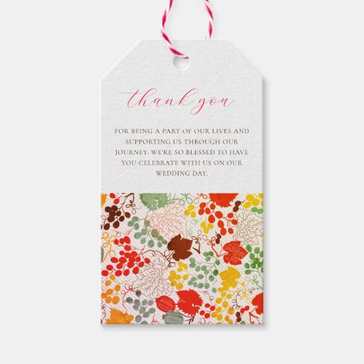 Frans kussed zoete bessen druiven bloemen bruiloft cadeaulabel (Voorkant)