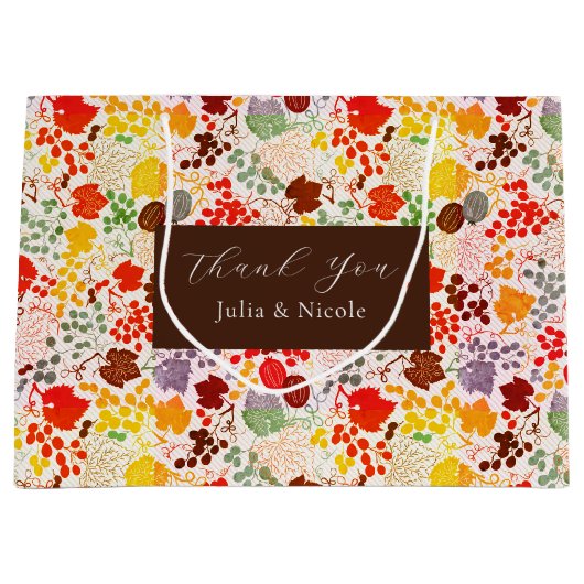 Frans kussed zoete bessen druiven bloemen bruiloft groot cadeauzakje (Voorkant)