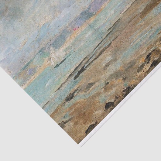 Frans kustlandschap met zeilboten tissuepapier (Detail)