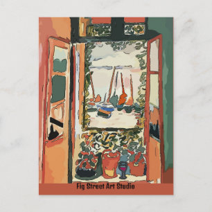 Frans Kwartier Balkon & Wijn, Fig Street Studio Briefkaart