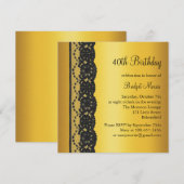 Frans Lace Birthday Invitation gold Kaart (Voorkant / Achterkant)