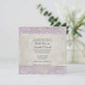  Frans Lace Elegant Lavender Cream Wedding Kaart (Staand voorkant)