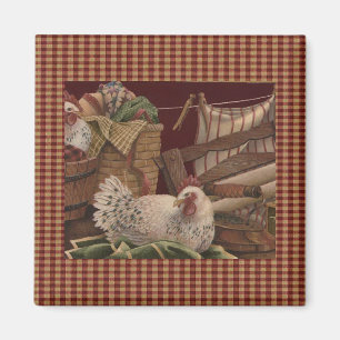 Frans Land Barn Red/Hens Fridge Magnet Magneet