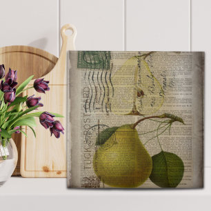 Frans land botanische illustratie  peer tegeltje