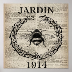 frans land botanische koningin bijen poster