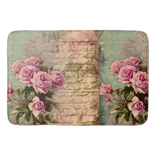 Frans land chic, shabby chic, roze rozen, flora badmat
