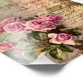 Frans land chic, shabby chic, roze rozen, flora foto afdruk (Hoek)
