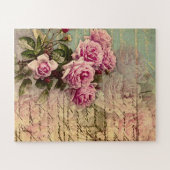 Frans land chic, shabby chic, roze rozen, flora legpuzzel (Horizontaal)