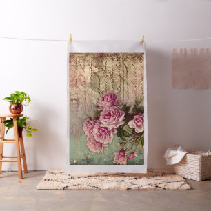 Frans land chic, shabby chic, roze rozen, flora stof
