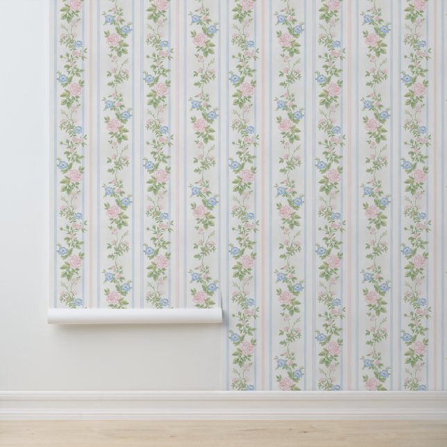 Frans land delicate bloemen wallpaper behang (Applicatie)