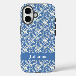 Frans Land Farmhouse Blue Floral iPhone 16 Hoesje