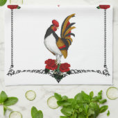 Frans Land Farmhouse Rooster Red Black Gold Theedoek (Gevouwen)