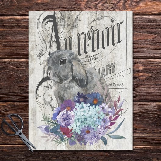 Frans Land Floral Gray Bunny Tissuepapier