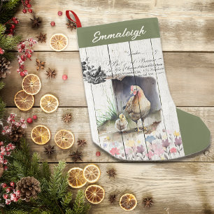 Frans Land Floral Plymouth Rock Chickens Kleine Kerstsok