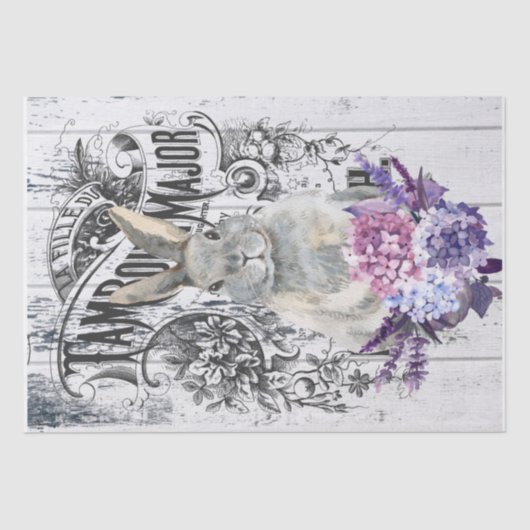 Frans land Hydrangea Floral konijn Tissuepapier (Voorkant)