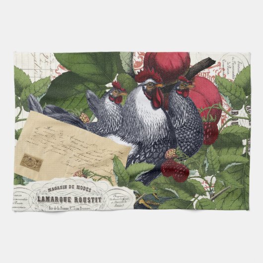  Frans Land Kitchen Chickens Collage Theedoek (Horizontaal)