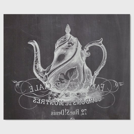 frans land paris tea partij chalkboard teapot cadeaupapier (Vlak)